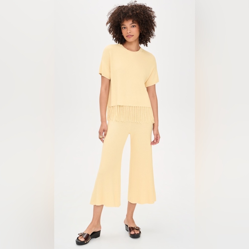 Splendid yellow fringe knit top & ankle Pant matching set - size small